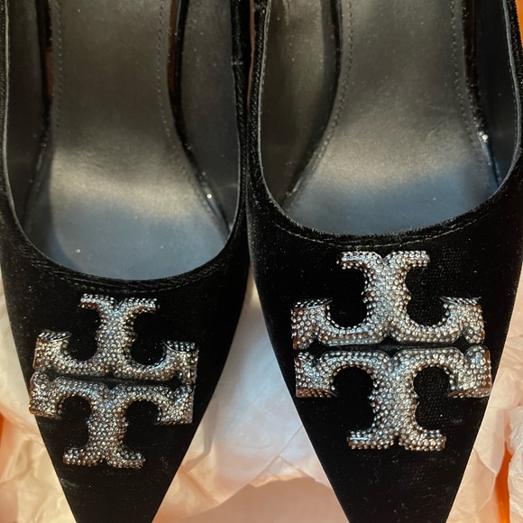 Tory Burch Eleanor pave pump heel velvet shoes size 9.5 worn once - Picture 5 of 12